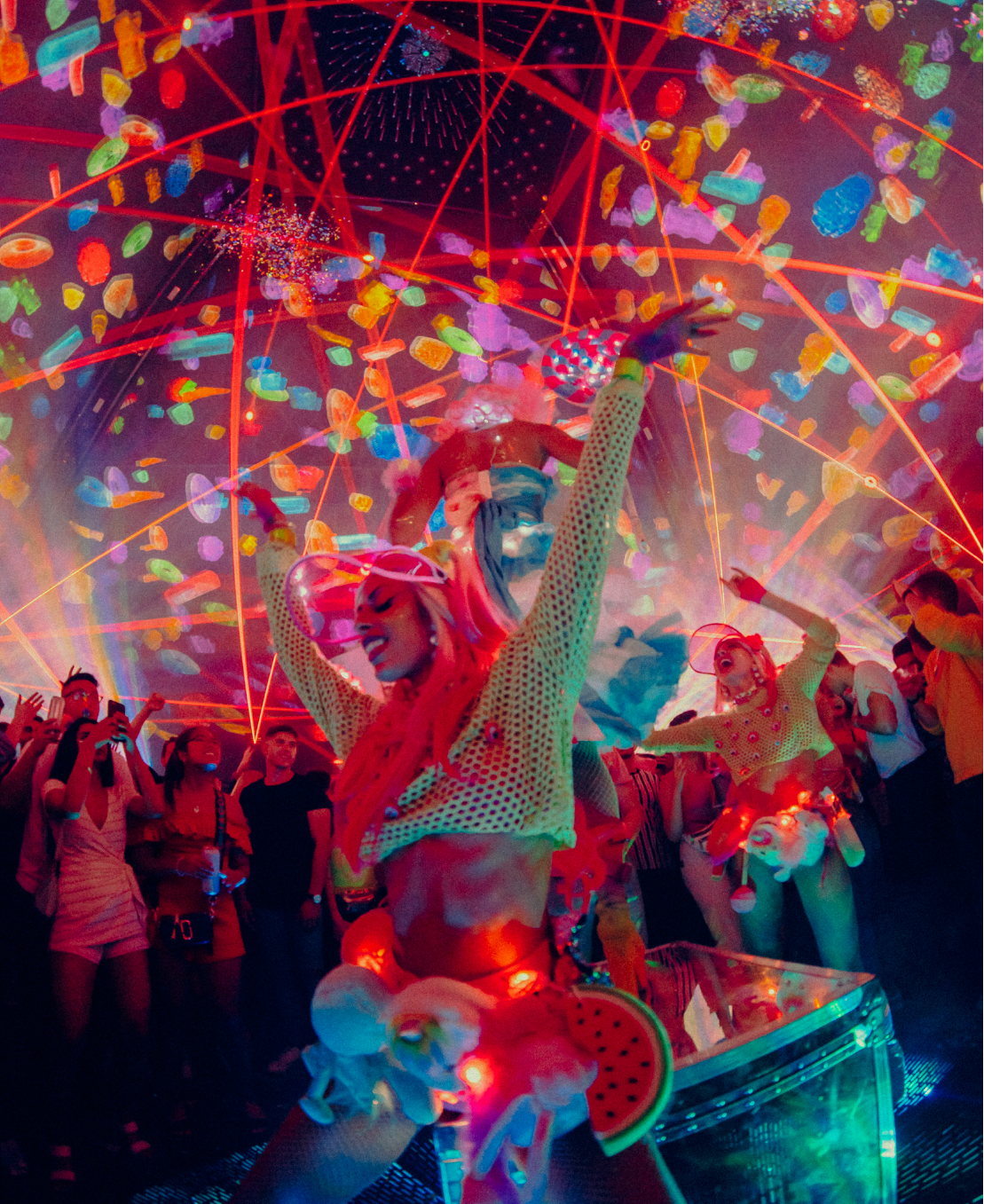 People dancing during Candy World